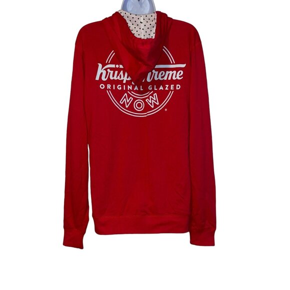 Rare Krispy Kreme Red Mens Jacket S Lightweight Employee Pockets Logo Zipper - Picture 4 of 6